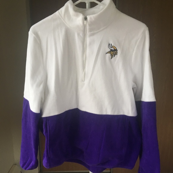 Minnesota Vikings Nike Women's Therma Fleece Half-Zip Pullover Jacket - White - Picture 2 of 6